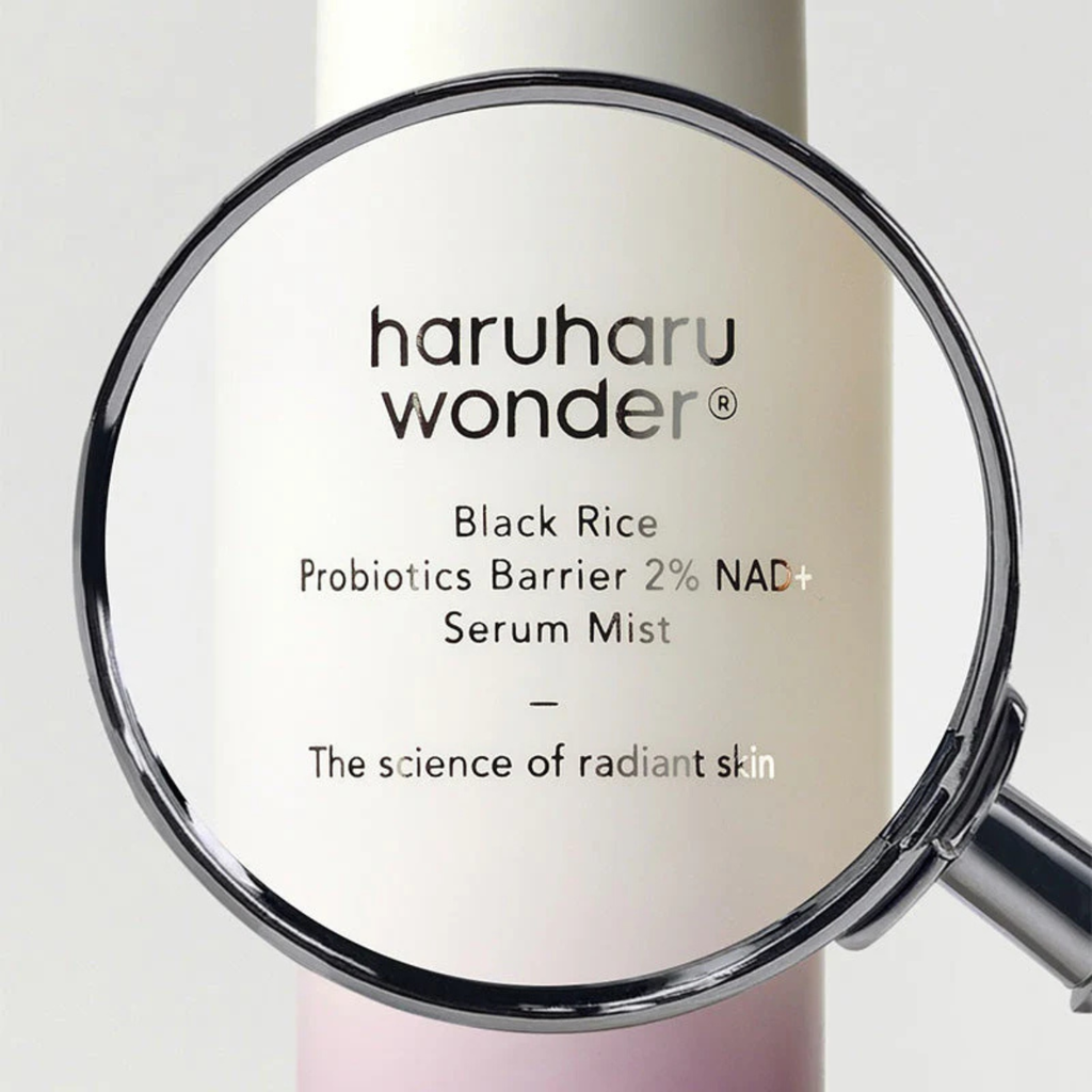 Haruharu Wonder NAD+ Serum Mist ingredients close-up